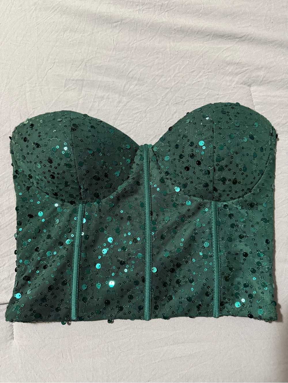 Lulu's Emerald Sequin Strapless Bustier Top